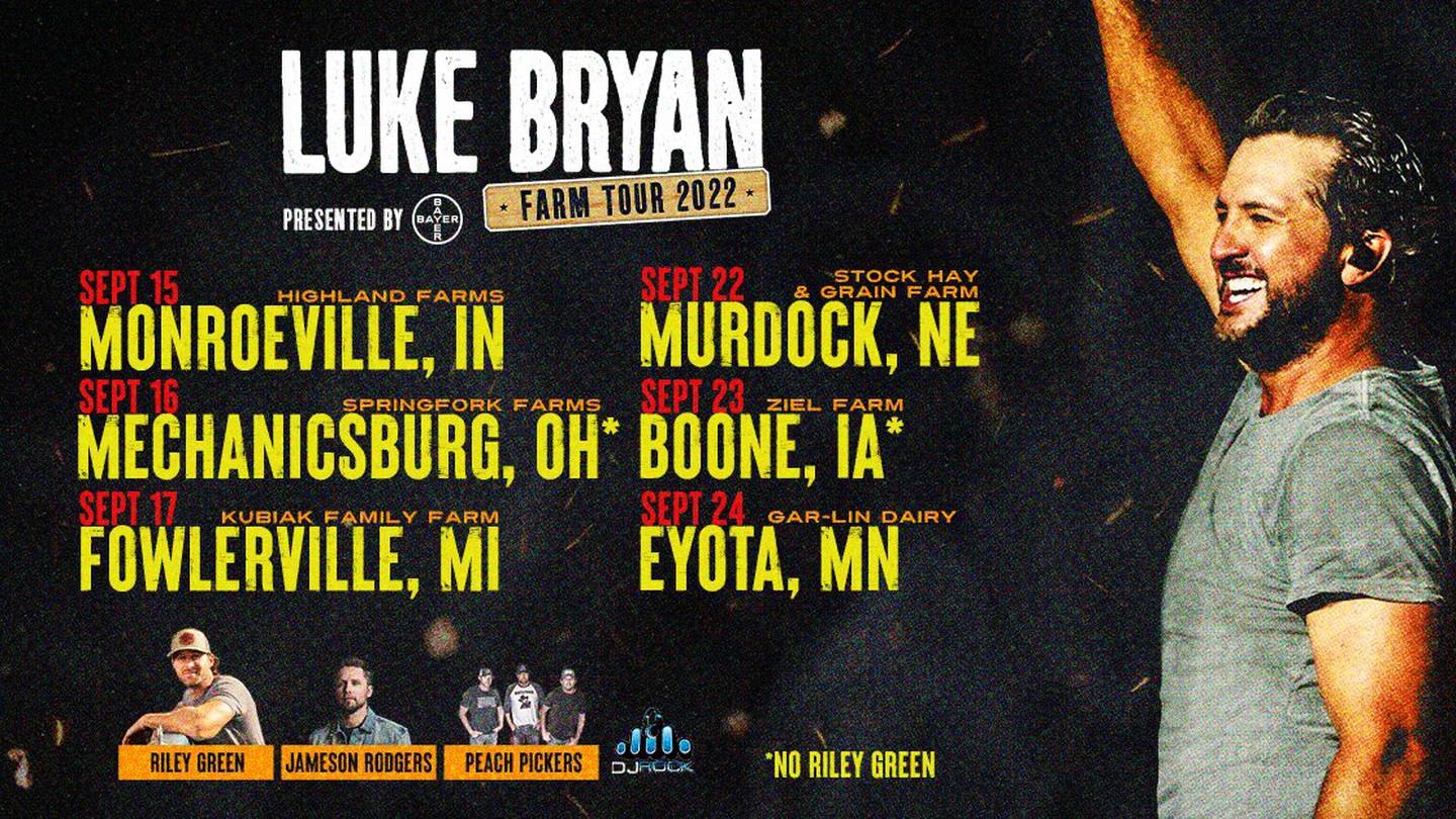 CONCERT UPDATE Luke Bryan’s Farm Tour is coming to Mechanicsburg K99.1FM